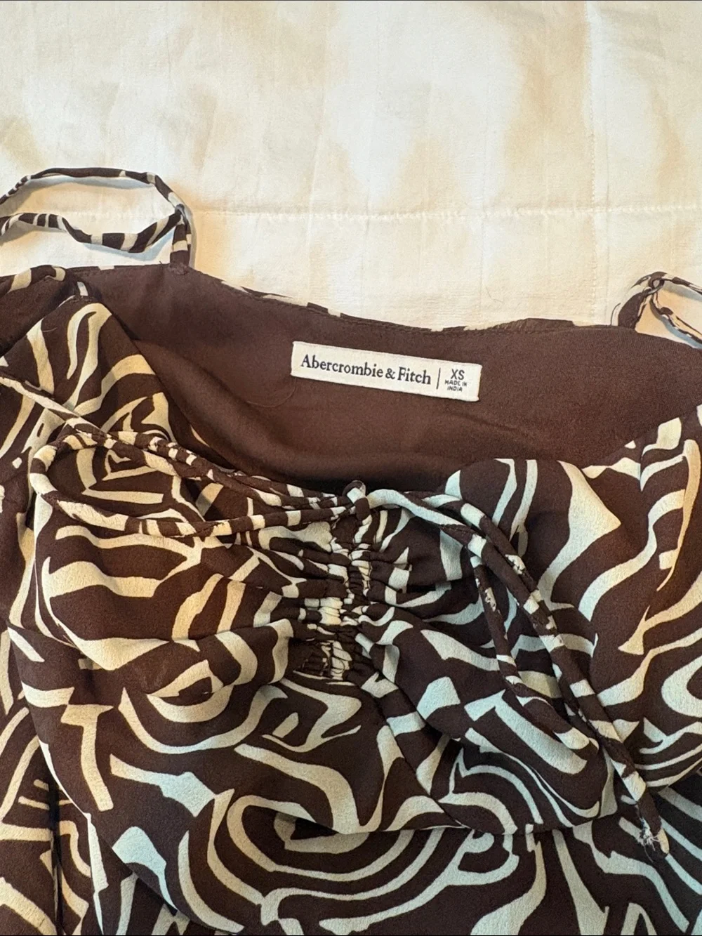 Abercrombie & Fitch Brown and Cream Abstract Slip Maxi Dress
